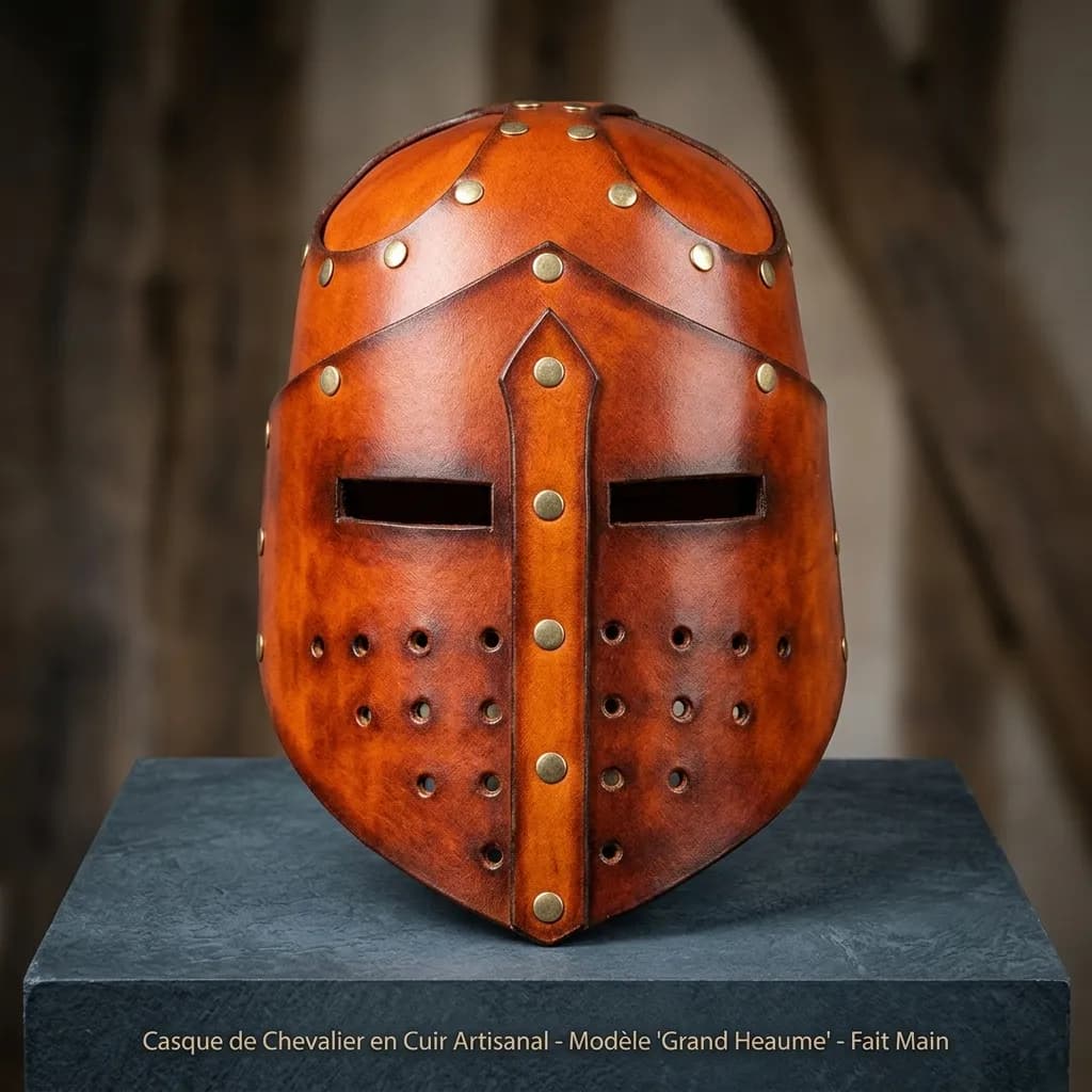 Medieval Knight & Warrior Helmet – Faux Leather Cosplay Accessory