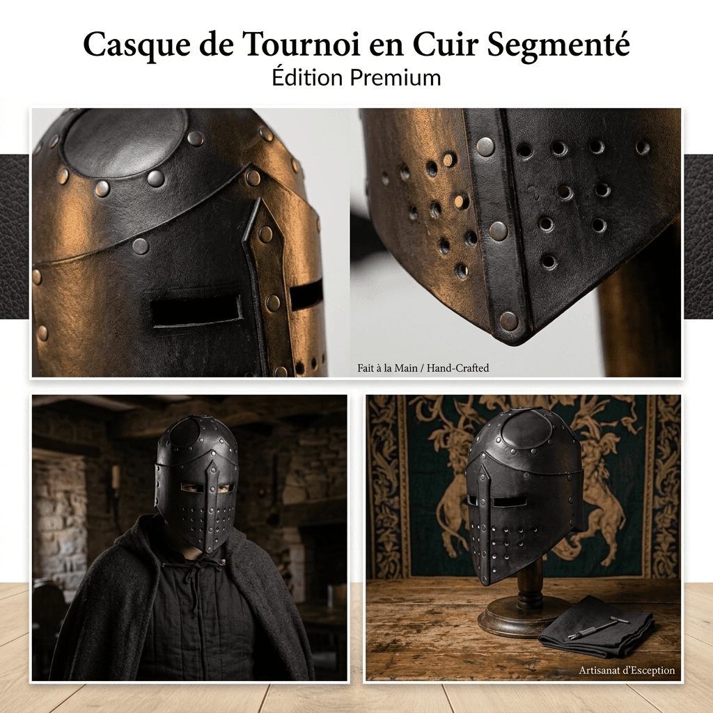 Medieval Knight & Warrior Helmet – Faux Leather Cosplay Accessory — vue 5