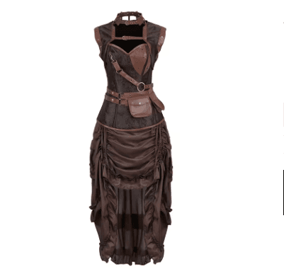 Steampunk Costume for Women, Plus Size & Petite – Faux Leather Gothic Corset & Medieval Skirt, Pirate Cosplay Outfit — vue 5