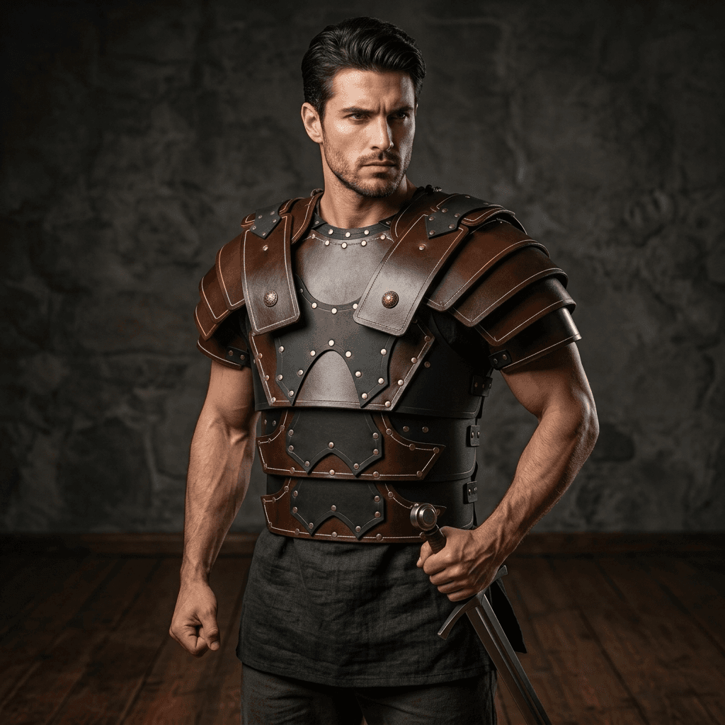 Roman Gladiator Armor Breastplate, Faux Leather Warrior Costume, Medieval Knight Armor, LARP Cosplay Armor, Ancient Roman Warrior Chest Piece — vue 3
